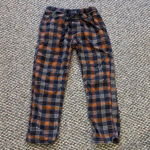Fat Face Men's Navy and Orange Plaid Joggers